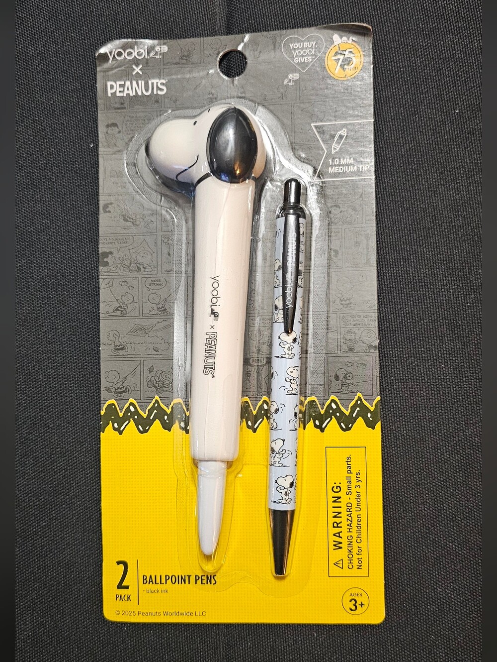 Yoobi Peanuts Snoopy White Black Ballpoint Pen Set
